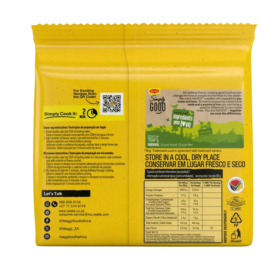 MAGGI 2 Minute Noodles - Chicken 5x68g - back