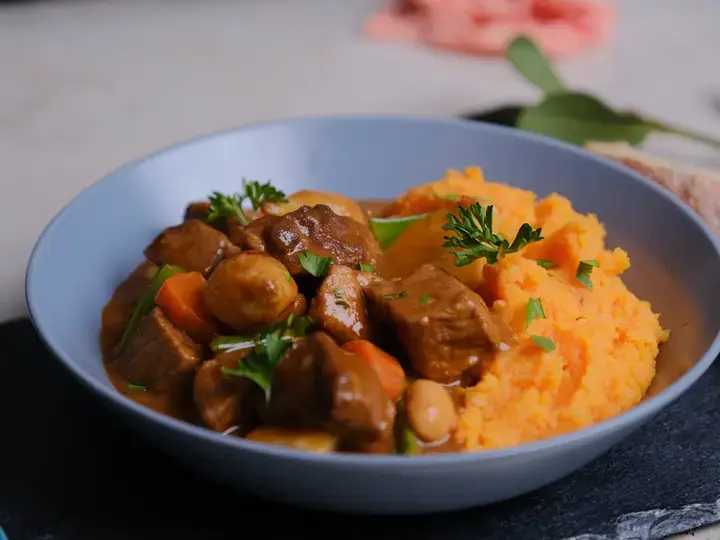 beef stew plating